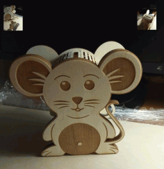 Laser Cut Mouse Piggy Bank Template Free CDR Vectors Art