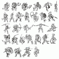 A Big Collection Of Vector warriors-vikings Free DXF File