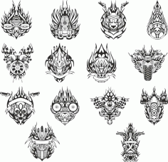 mock-ups Of Motorcycle Stickers Collection Free DXF File