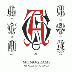 Monogram Vector Large Collection Ag Free DXF File
