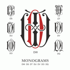 Monogram Vector Large Collection DW Free DXF File