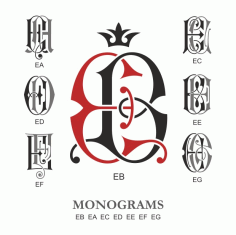 Monogram Vector Large Collection EB Free DXF File