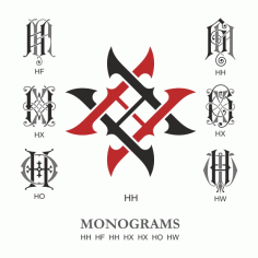 Monogram Vector Large Collection HH Free DXF File