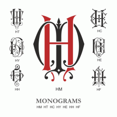 Monogram Vector Large Collection HM Free DXF File