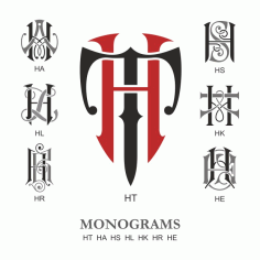 Monogram Vector Large Collection HT Free DXF File