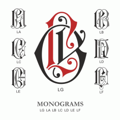 Monogram Vector Large Collection LG Free DXF File