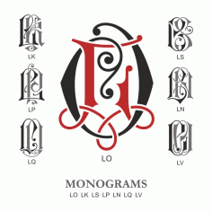 Monogram Vector Large Collection LO Free DXF File