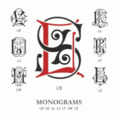 Monogram Vector Large Collection LS Free DXF File