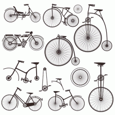 Retro Bicycles Silhouettes Free DXF File