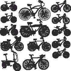 Silhouettes Of Bicycles Free DXF File