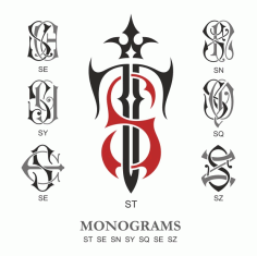 Monogram Vector Large Collection St Free DXF File