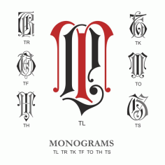 Monogram Vector Large Collection tl2 Free DXF File