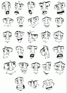 Smileys Vector Mens Face Facial Expression Free DXF File
