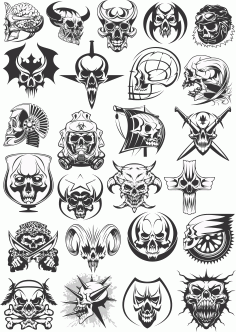 Skull Pattern Collection Free DXF File