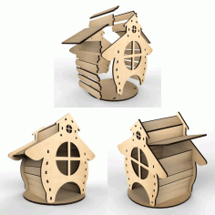 Tea House Hut no. 2 Vector Layout For Laser Cutting Free DXF File