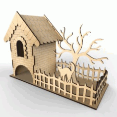 Tea House With Woodland Vector Layout Plywood Free DXF File