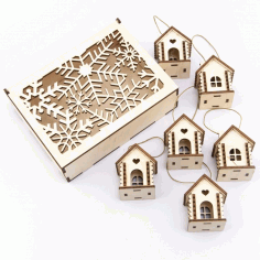 Laser Cut Box With Snowflakes A House For A Garland Free CDR Vectors Art