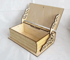 Laser Cut Engraved Wooden Book Shaped Box With Lid Free CDR Vectors Art