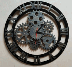 Laser Cut Layout Of Mechanical Clock Free CDR Vectors Art