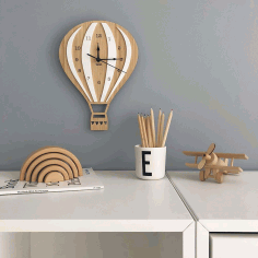 Laser Cut Model Of A Clock In The Shape Of A Balloon Free CDR Vectors Art