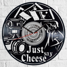 Just Say Cheese Vinyl Photography Clock Free AI File
