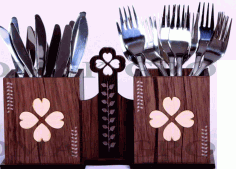 Laser Cut Wooden Kitchen Utensil Holder Cutlery Organizer Spoon Stand Free DXF File