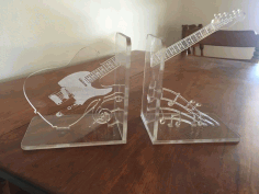 Acrylic Engraved Guitar Bookends Free CDR Vectors Art