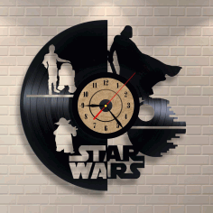 Laser Cut Vinyl Record Clock Star Wars Wall Decor Free CDR Vectors Art