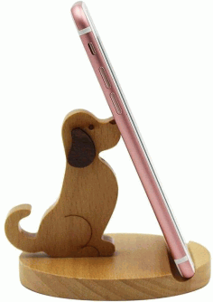 Laser Cut Puppy Phone Stand Cell Phone Holder Free CDR Vectors Art