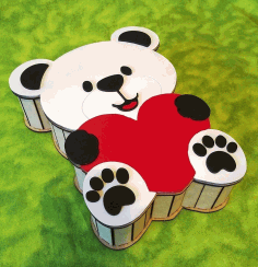 Laser Cut Bear Shaped Gift Box Teddy Bear Candy Box Free CDR Vectors Art