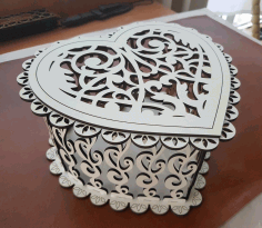 Decorative Wooden Heart Box For Laser Cutting Free CDR Vectors Art