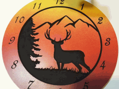 Wooden Deer Clock 12 Inch For Laser Cut Free DXF File