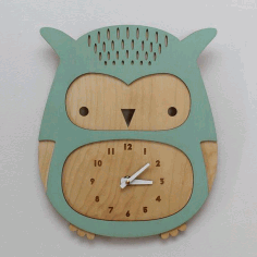 Cute Baby Owl Wall Clock Kids Room Decor For Laser Cutting Free CDR Vectors Art