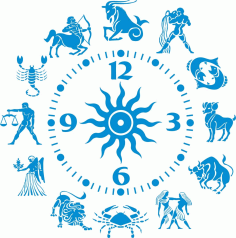 Zodiac Sign Clock For Laser Cut Free CDR Vectors Art