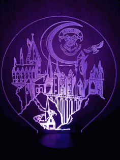 3d Lamp Hogwarts Castle For Laser Cutting Free CDR Vectors Art