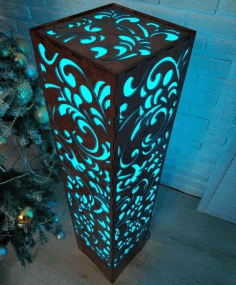 Flower Design Wooden Floor Lamp Laser Cut Free CDR Vectors Art