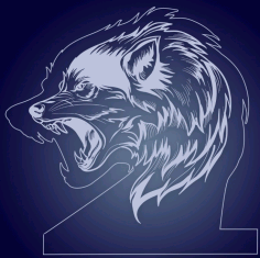 Lone Wolf Night Light Lamp For Laser Cut Free CDR Vectors Art