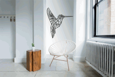 Laser Cut Hummingbird Geometric Polygonal Modern Wall Art Free CDR Vectors Art