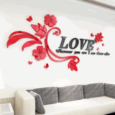 Wall Decals For Living Room Letter Flower For Laser Cut Free CDR Vectors Art