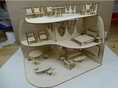 Doll House With Furniture For Laser Cutting Free CDR Vectors Art