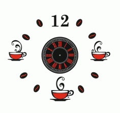 Clock Coffee For Laser Cutting Free CDR Vectors Art