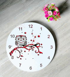 Decorative Owl Wall Clock For Laser Cutting Free CDR Vectors Art