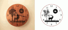 Deer Clock For Laser Cutting Free CDR Vectors Art