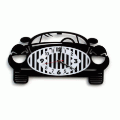 Model Of A Clock In The Shape Of A Car For Laser Cutting Free CDR Vectors Art