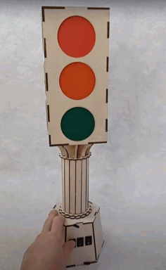 Traffic Light Toy For Laser Cutting Free CDR Vectors Art