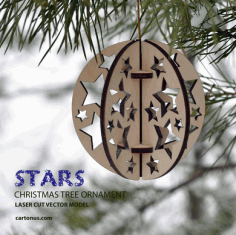 Laser Cut Stars Tree Ball Ornament EPS Vector
