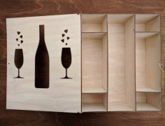 A Box For Wine With Glasses For Laser Cut Free CDR Vectors Art