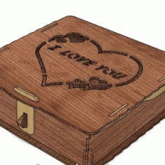 Jewelry Box I Love You Layout For Laser Cut Free CDR Vectors Art
