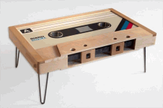 Laser Cut Wooden Cassette Tape Coffee Table Free CDR Vectors Art