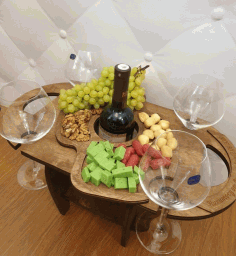 Wine Bottle Glass Holder Wine Table For Laser Cutting Free CDR Vectors Art